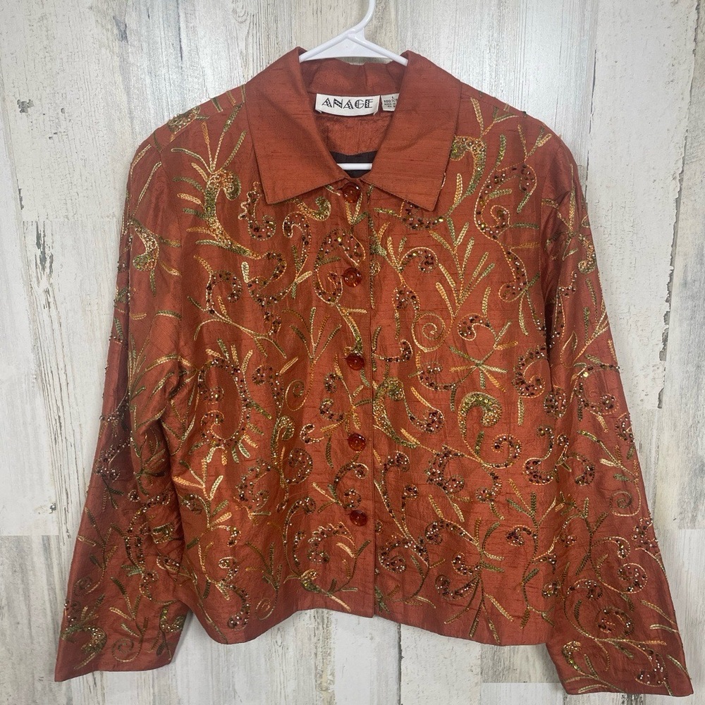 Anage Rust Embroidered Jacket